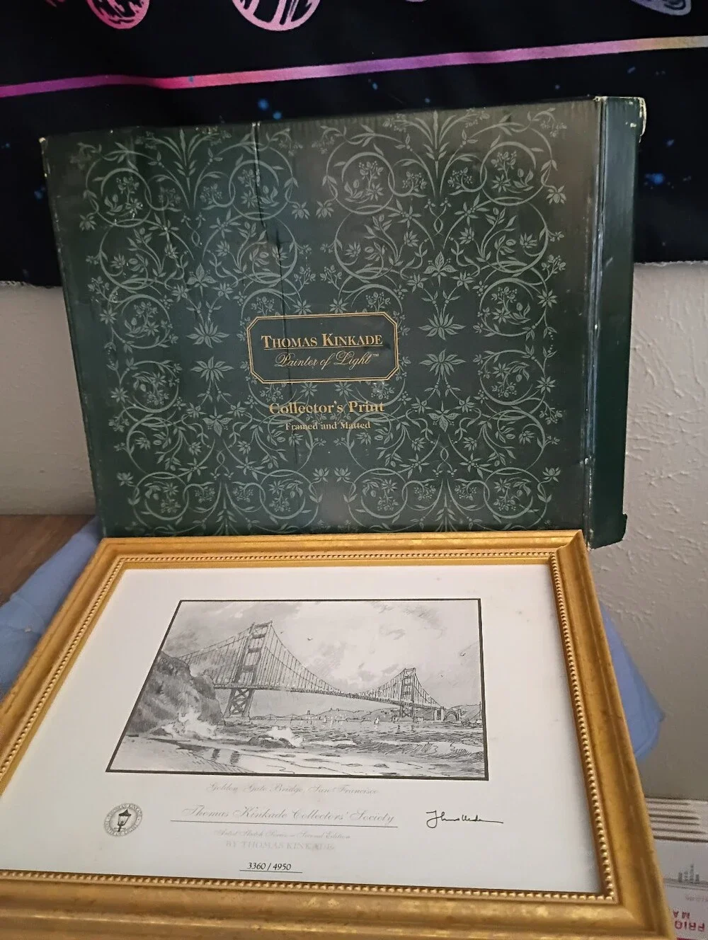 Thomas Kinkade Gold Frame Golden Gate Bridge Signed Numbered With Coa